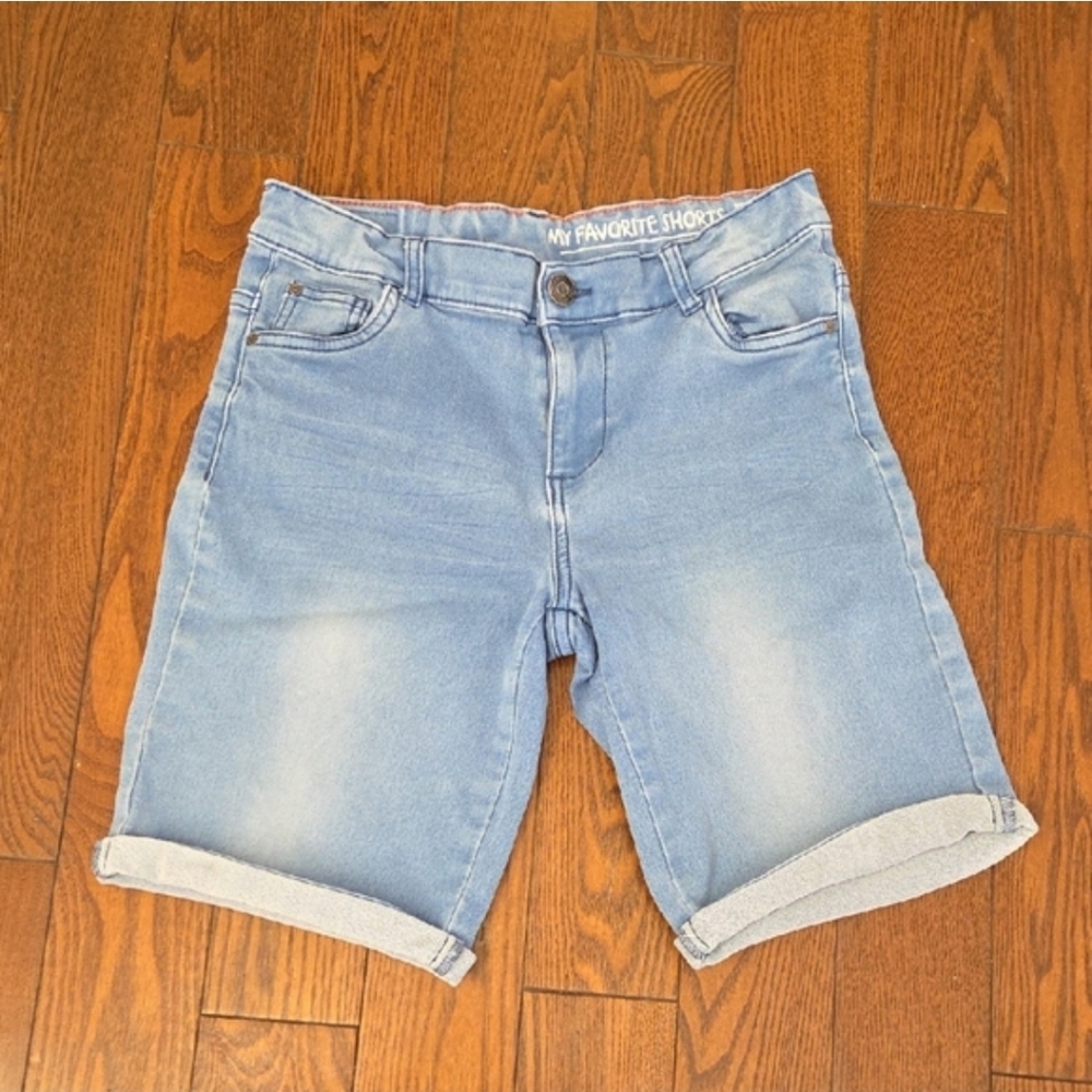 Hema Kids Light Blue 8" Denim Stretch Shorts Size 10-12
